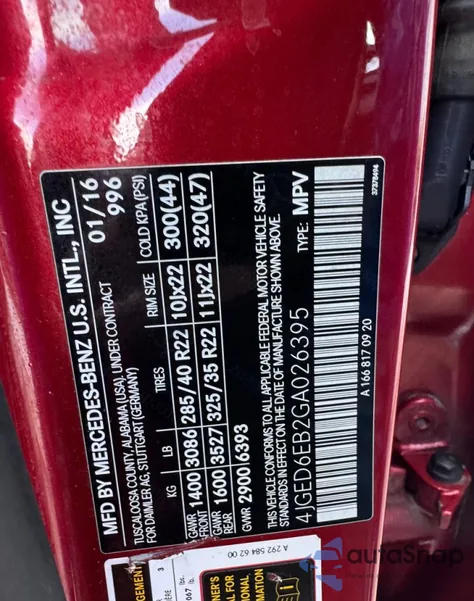 2016 Mercedes-Benz Gle Coupe 450 4Matic from USA, damaged, VIN 4JGED6EB2GA026395